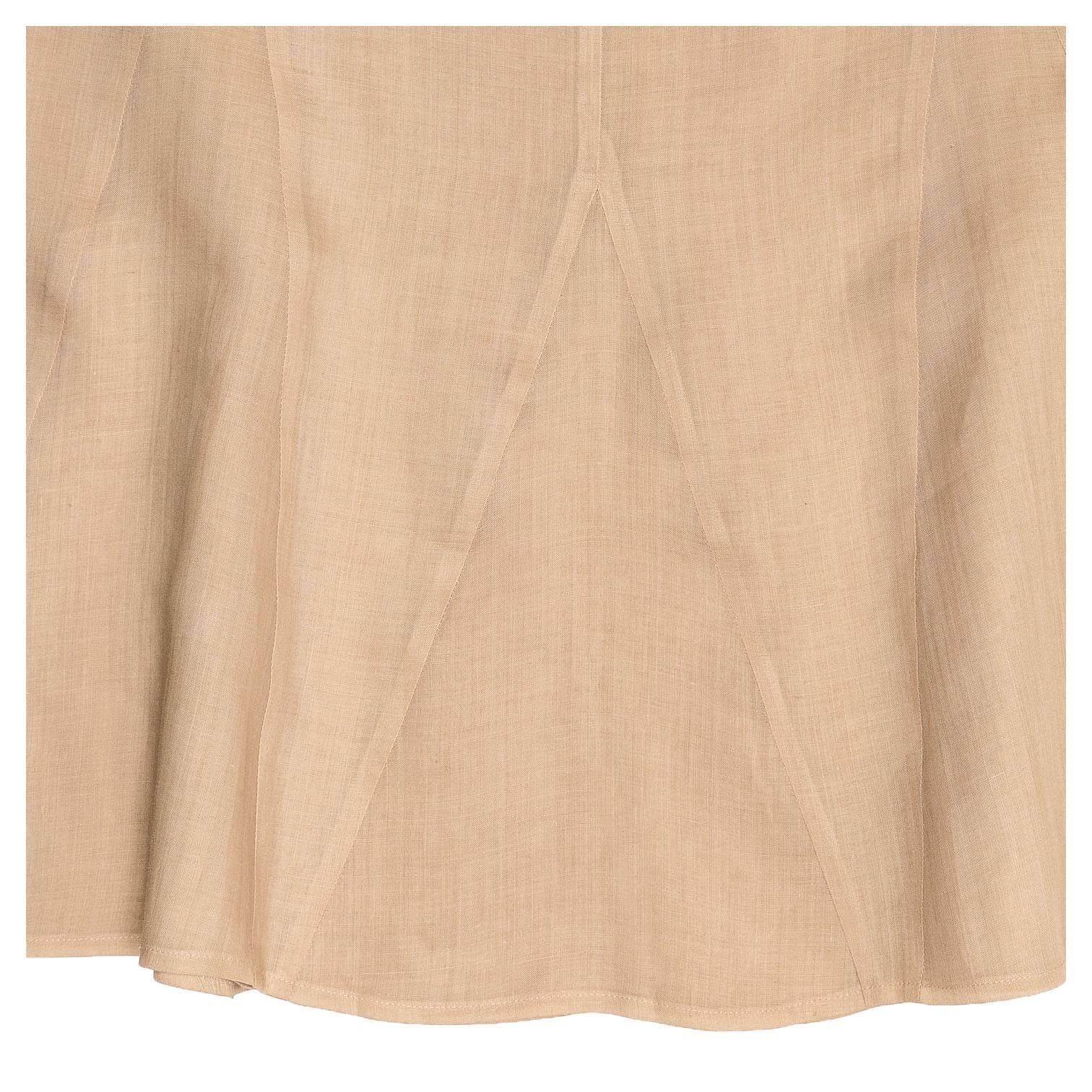 Chanel Tan Ramie Trumpet Style Skirt For Sale 1