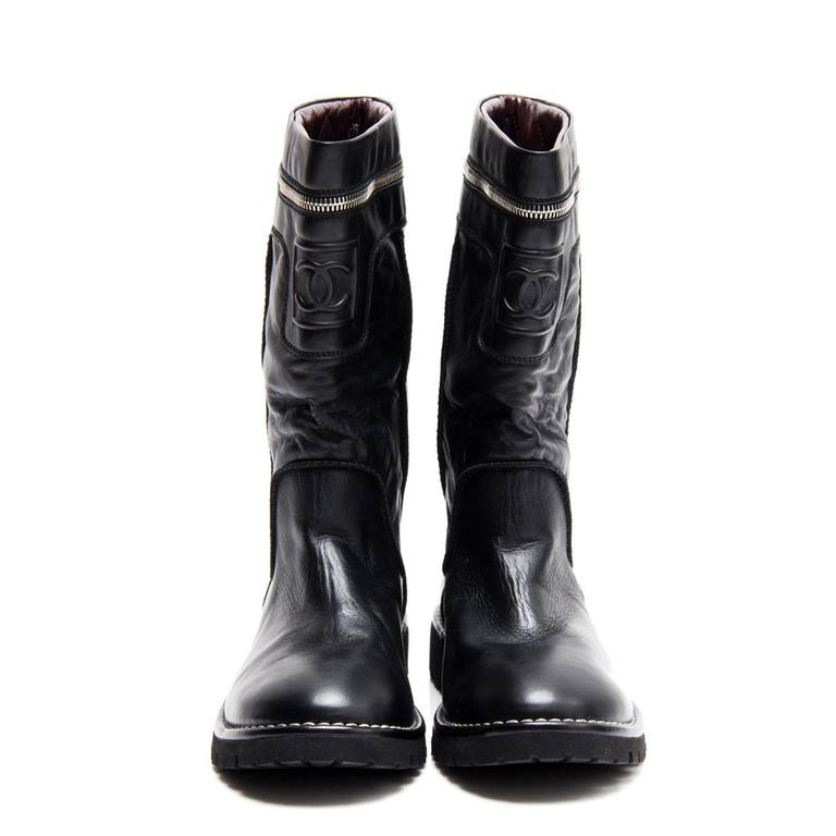 biker boots chanel