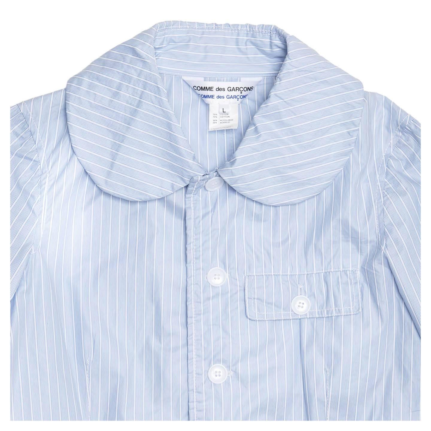 Women's Comme des Garçons Blue & White Striped Slicker Jacket For Sale