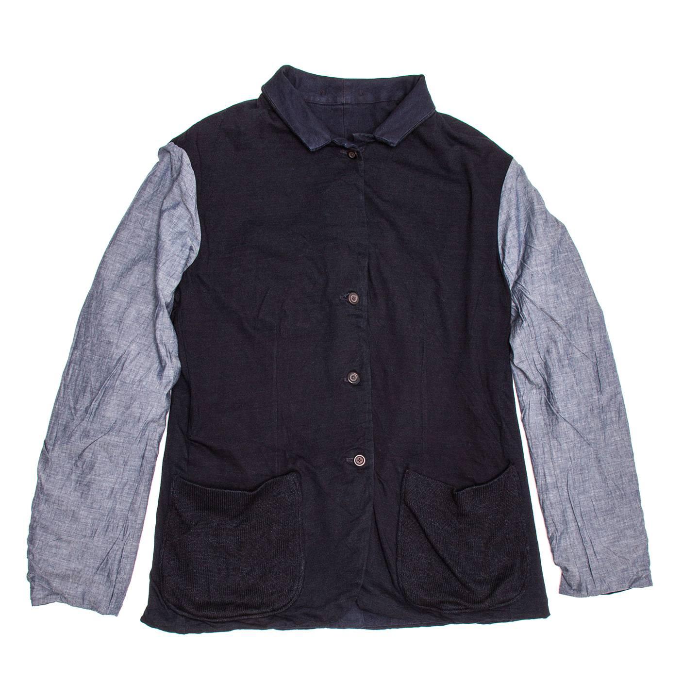 Men's 45rpm Navy Cotton Reversible Jacket For Man For Sale