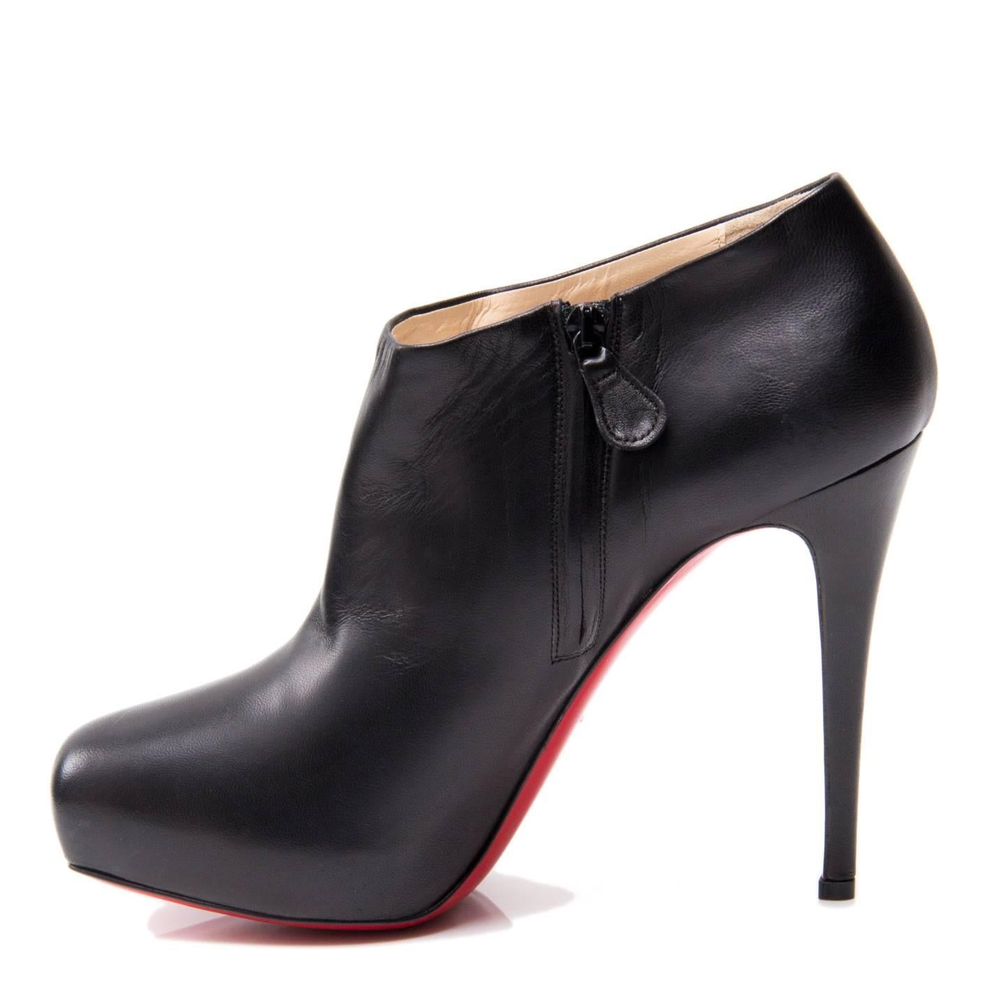 Women's Christian Louboutin Black Leather Ankle Boots