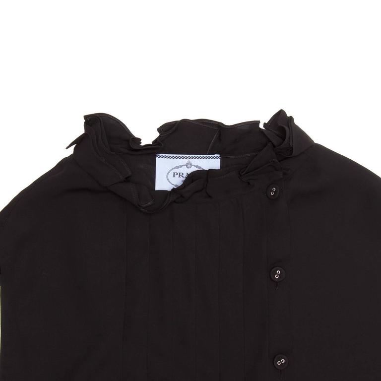 Prada Black Pleated Shift Dress For Sale at 1stDibs