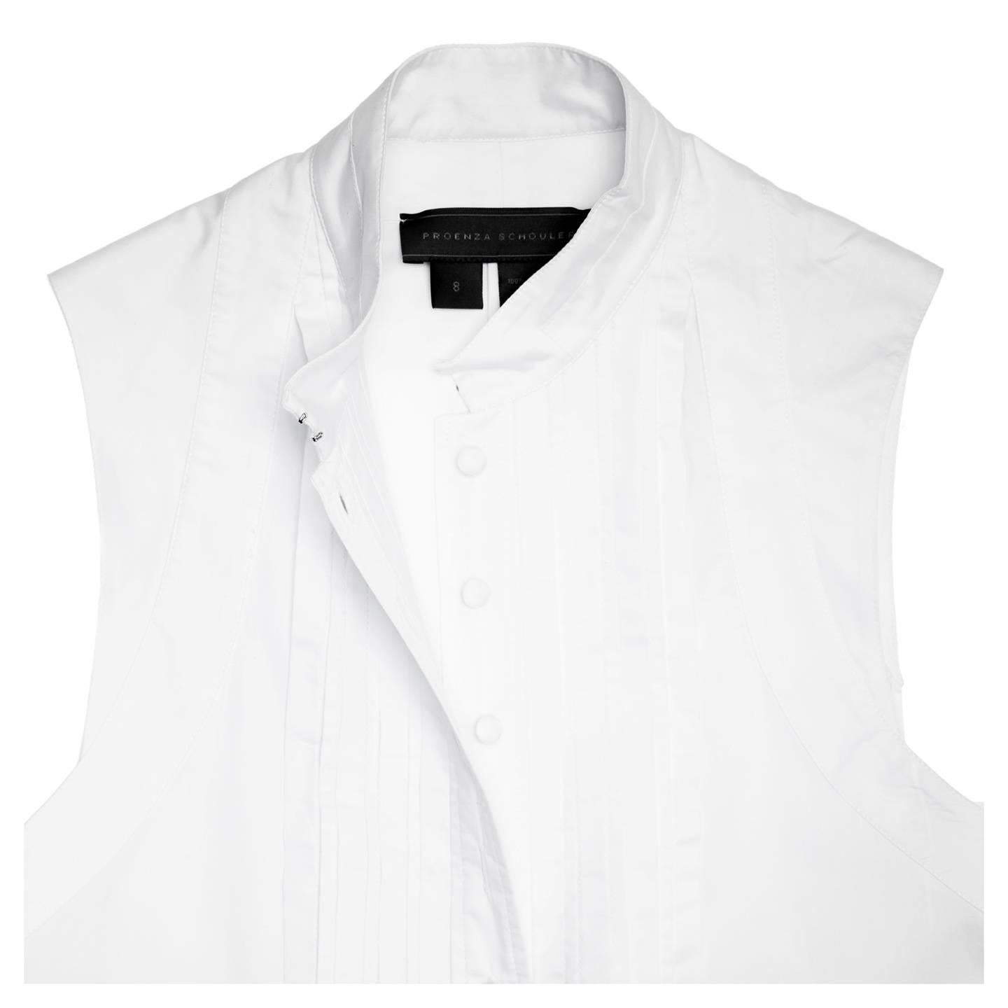 Proenza Schouler White Cotton Sleeveless Shirt Dress In New Condition For Sale In Brooklyn, NY