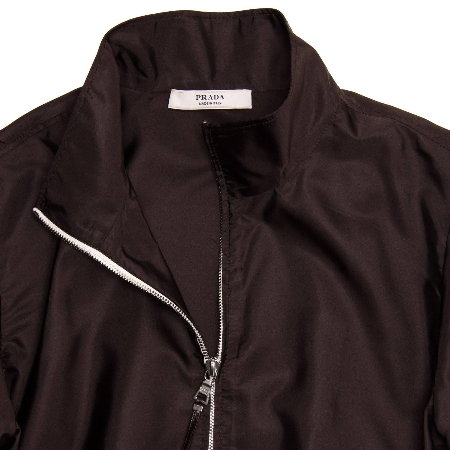 Women's Prada Brown Silk Windbreaker Jacket For Sale