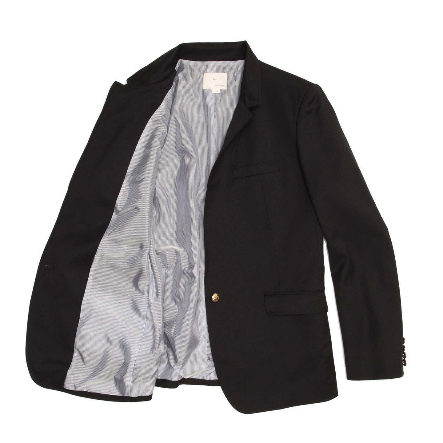 Black Band of Outsiders Navy Wool Blazer For Sale