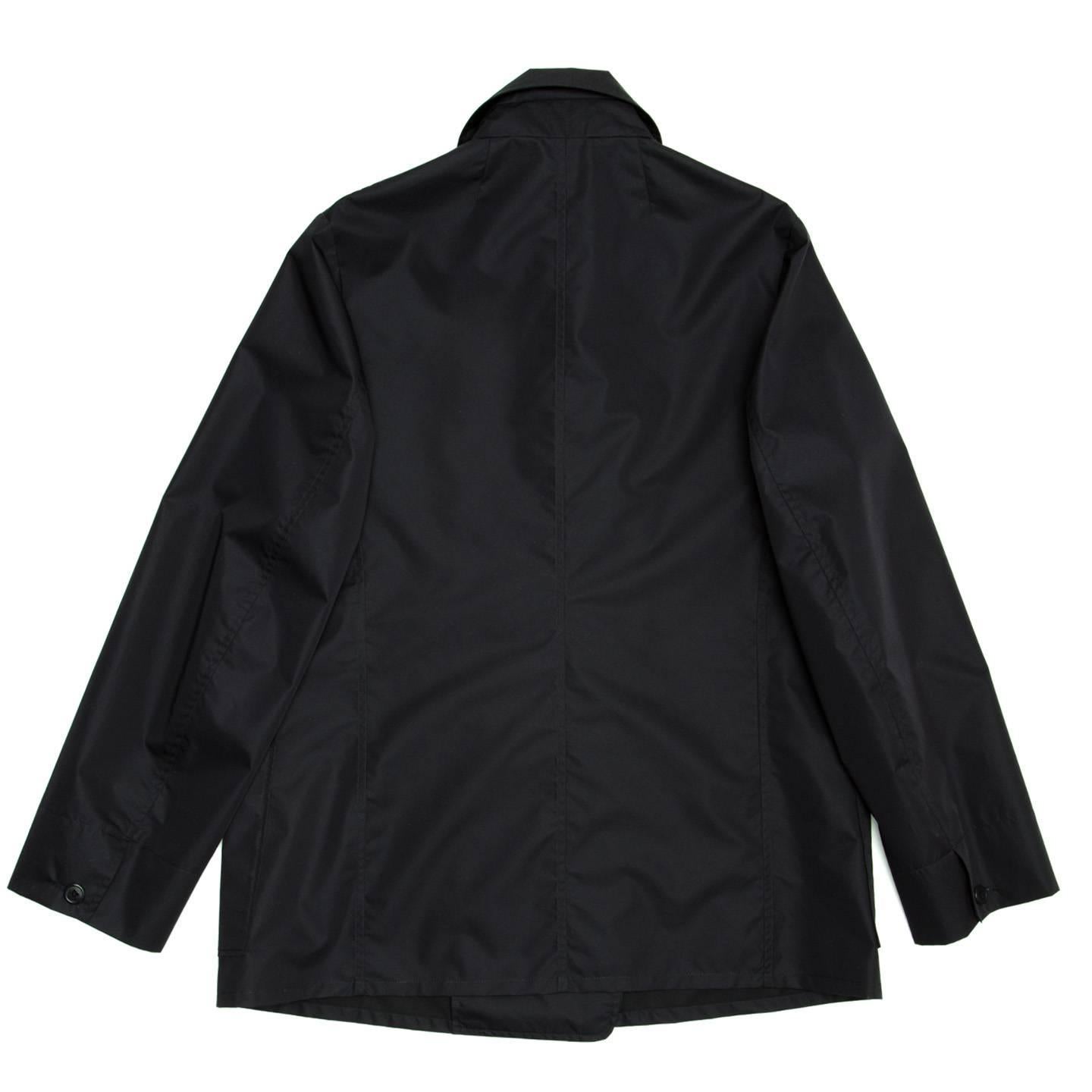 Black Jil Sander Navy Double Breasted Raincoat For Sale
