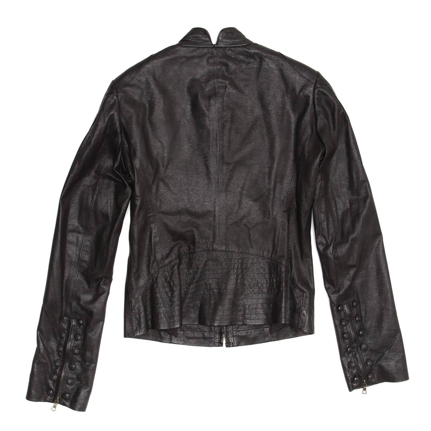 Lwren Scott Black Leather Zip Jacket In New Condition For Sale In Brooklyn, NY