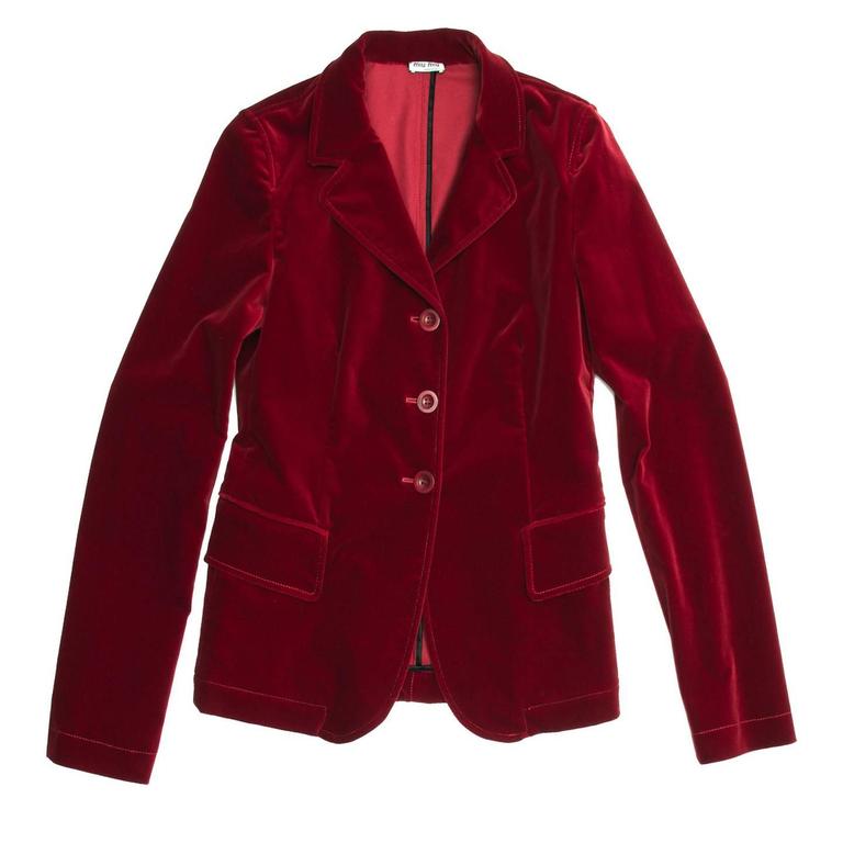 Miu Miu Red Velvet Blazer For Sale at 1stDibs | red velvet blazer ...