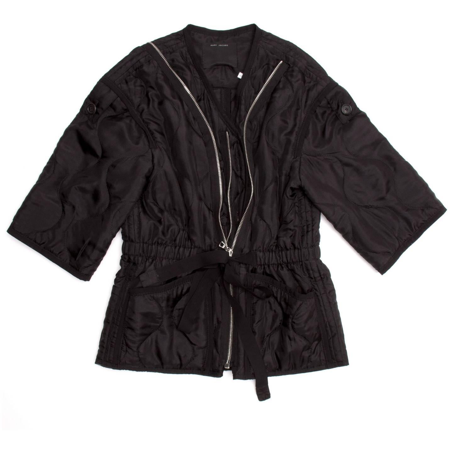 Women's Marc Jacobs Black Quilted Zip Jacket For Sale