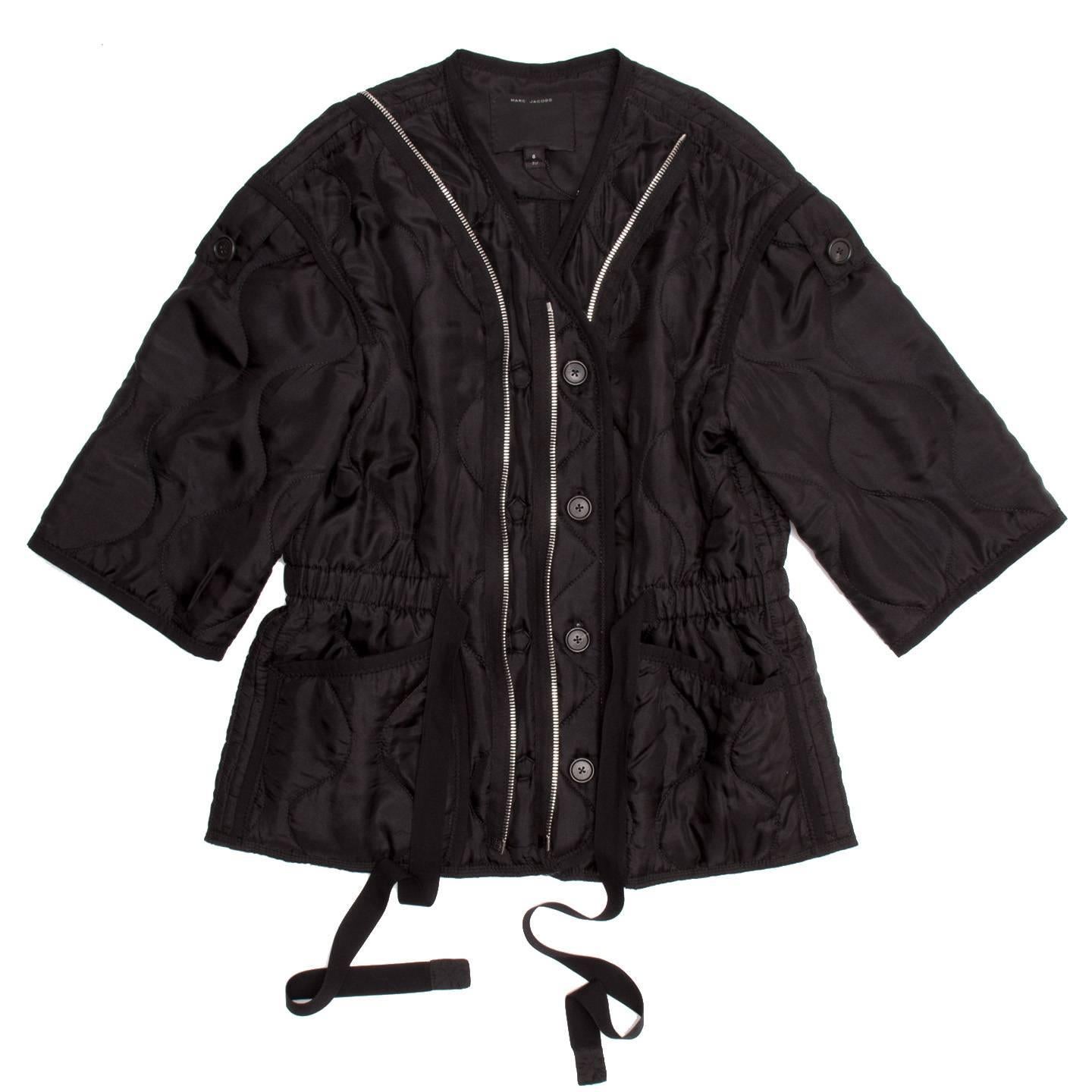 Marc Jacobs Black Quilted Zip Jacket For Sale 1