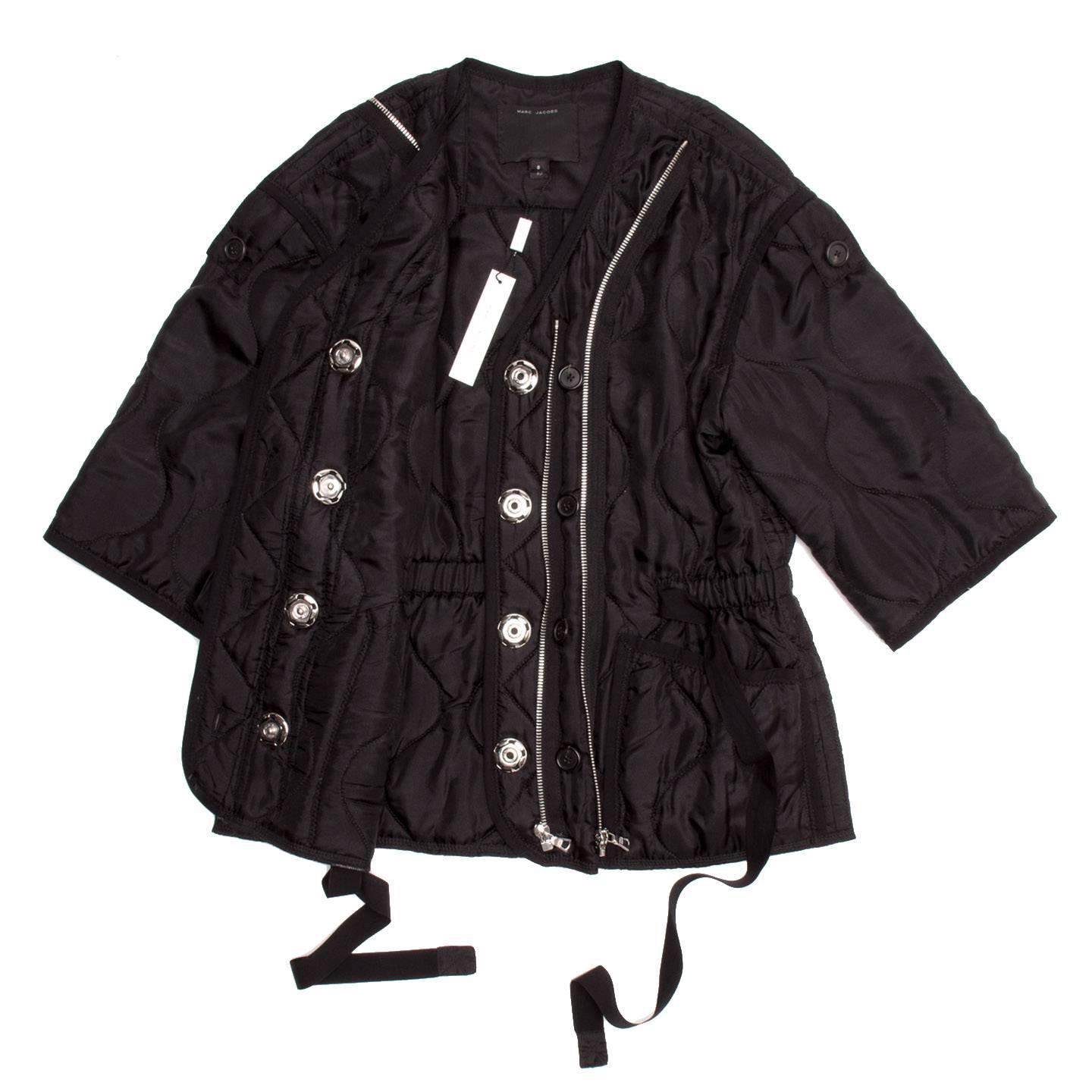 Marc Jacobs Black Quilted Zip Jacket For Sale 2