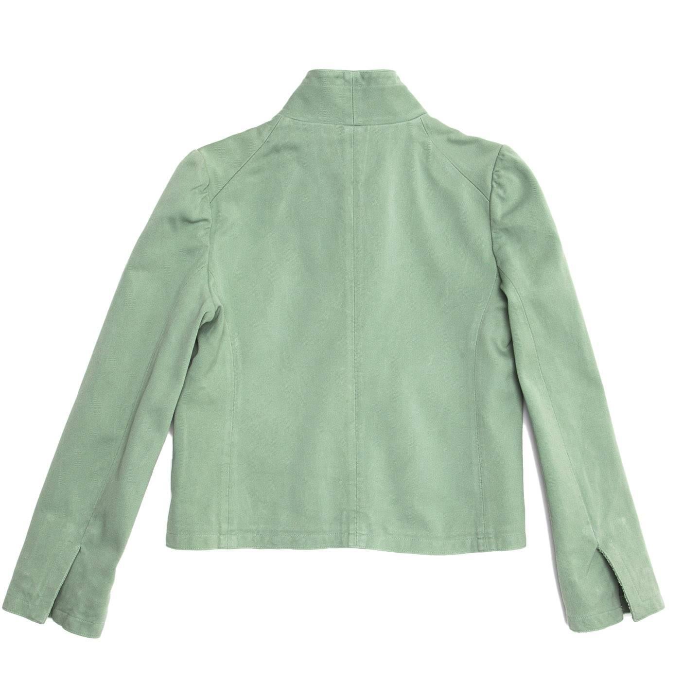 Gray Marni Pastel Green Cotton Jacket For Sale