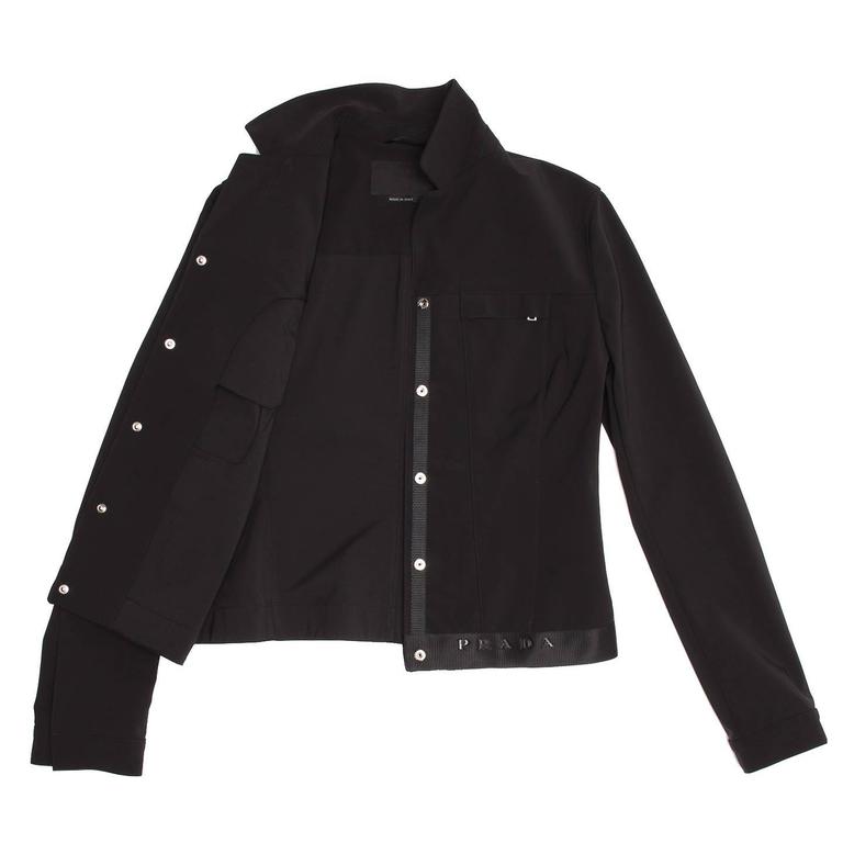 Prada Black Poly Nylon Jacket For Sale at 1stDibs