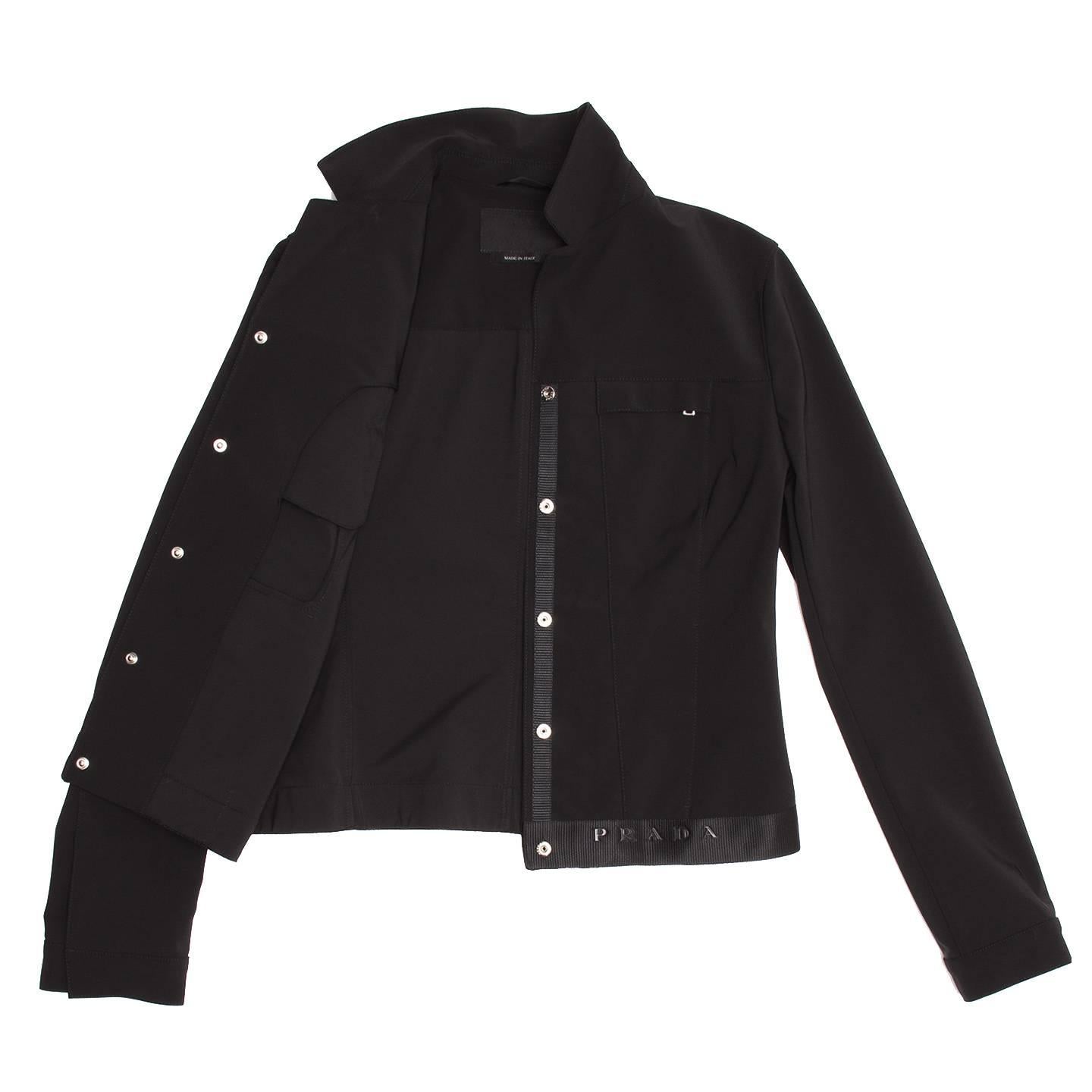 Women's Prada Black Poly Nylon Jacket For Sale