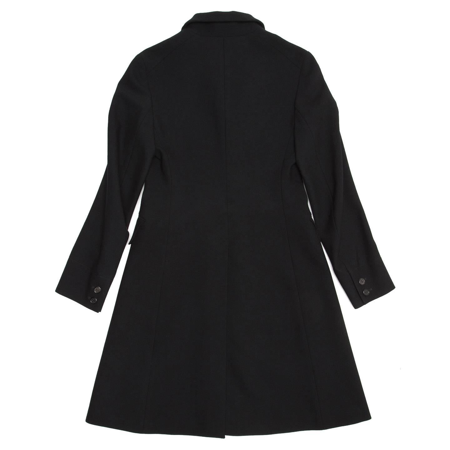 Women's Prada Black Wool Riding Style Coat For Sale
