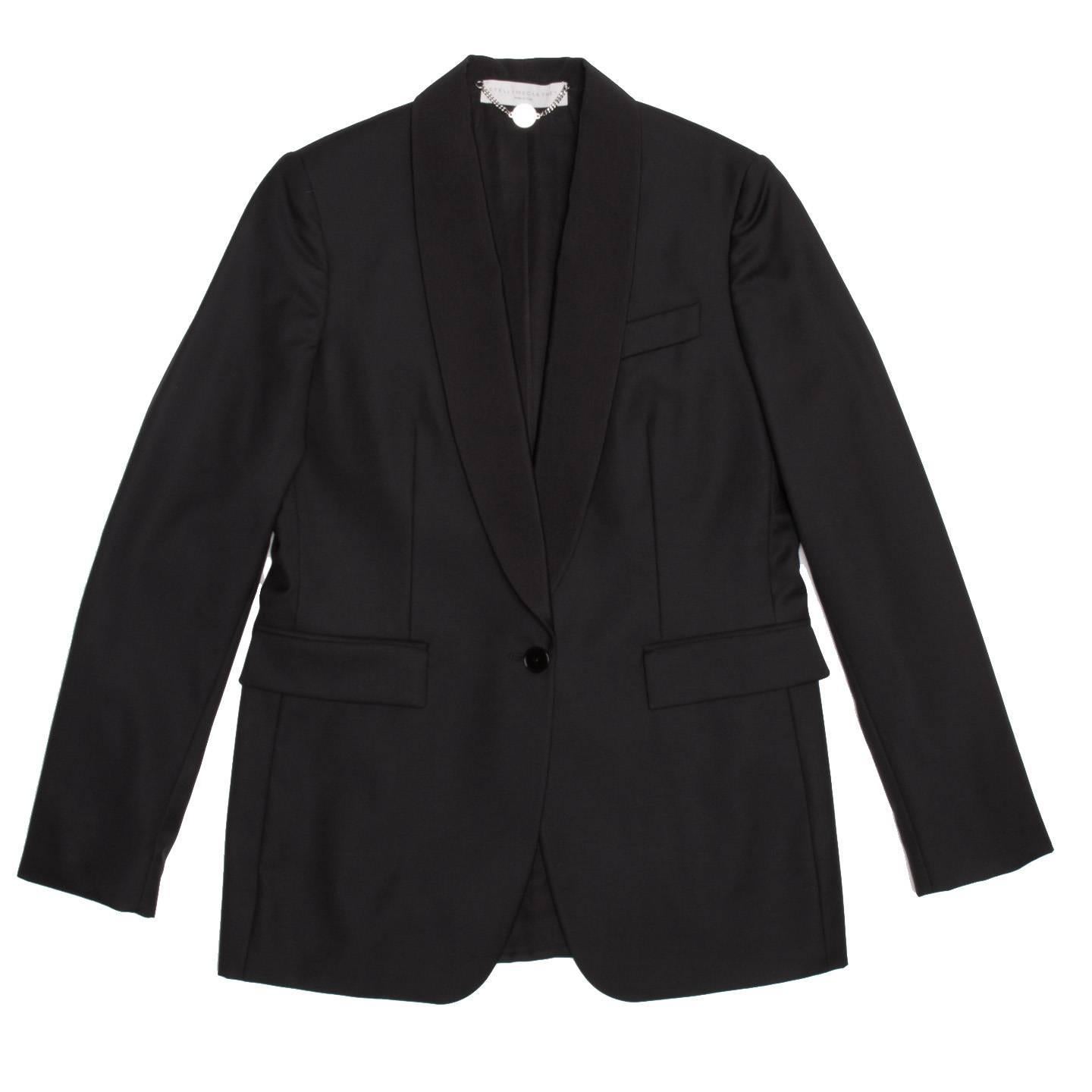 Stella McCartney Black Wool Tux Style Jacket In New Condition For Sale In Brooklyn, NY