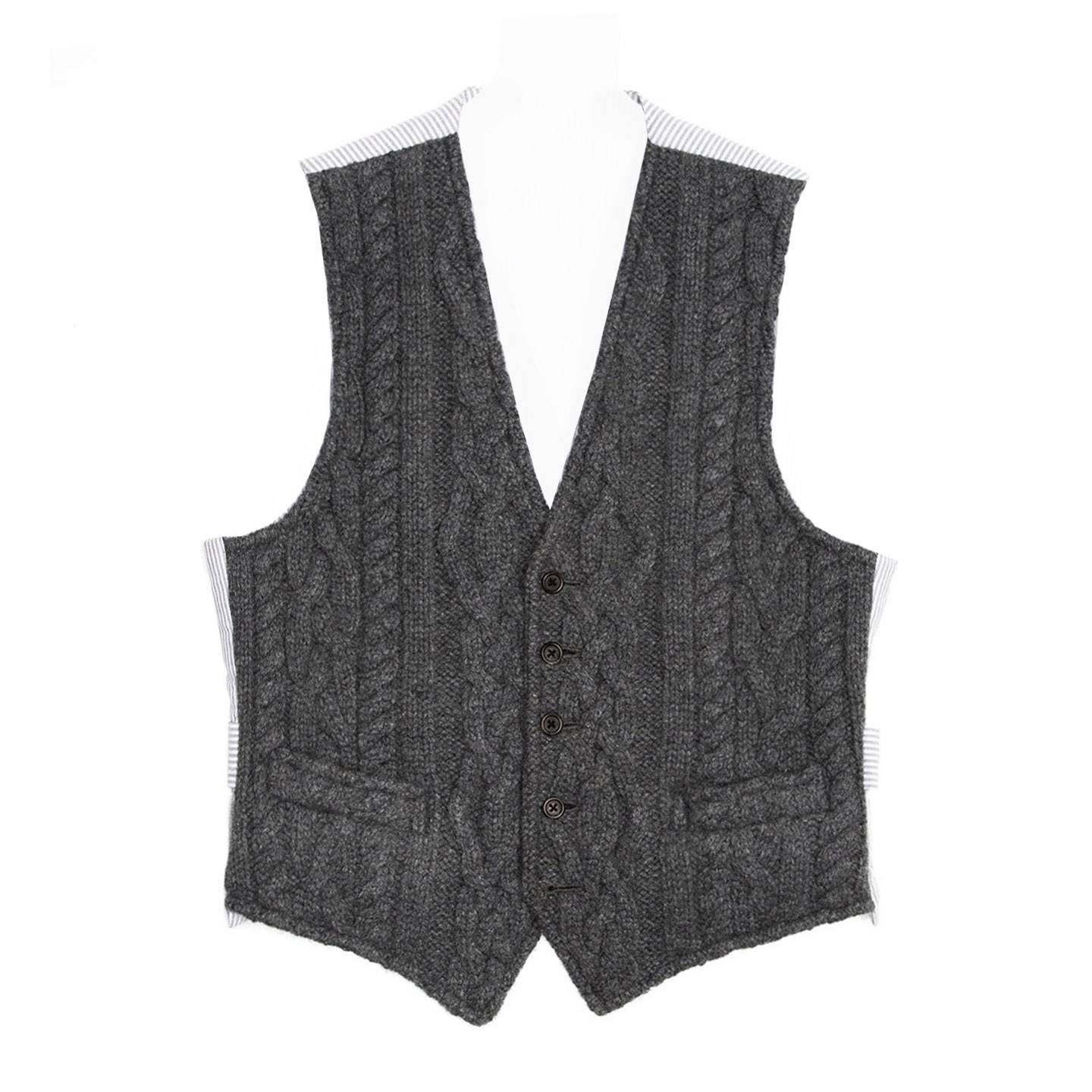 Thom Browne Dark Grey Knit Cashmere Vest