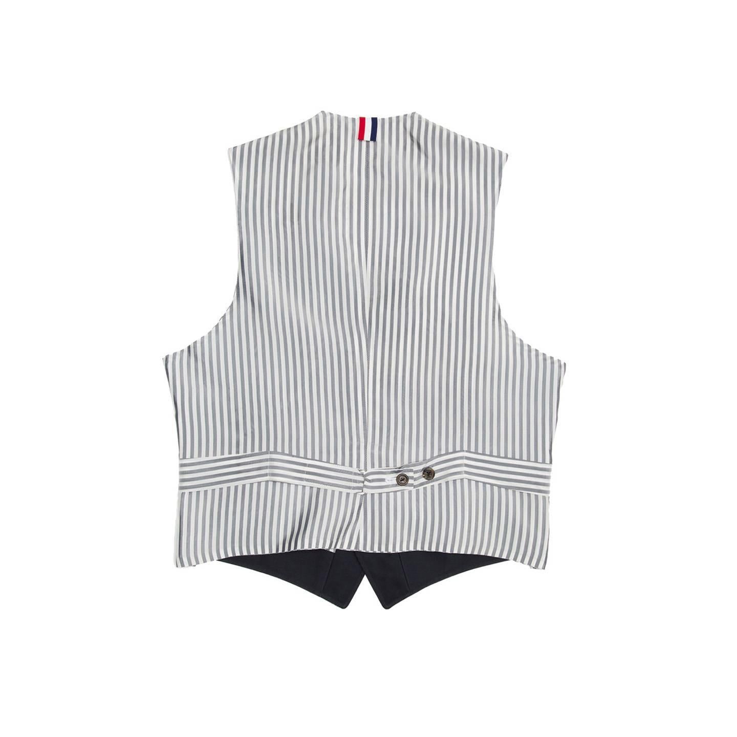 Thom Browne Navy Blue Mackintosh Vest In Excellent Condition For Sale In Brooklyn, NY