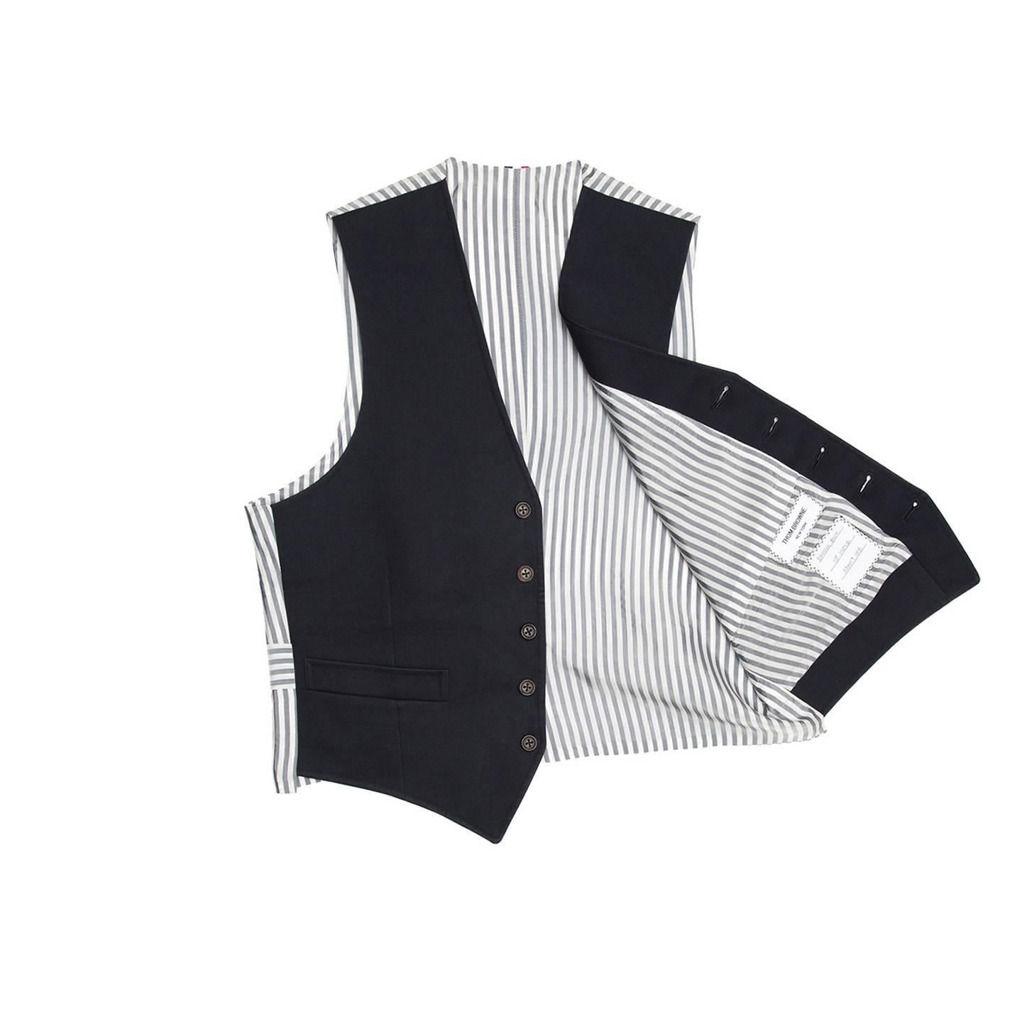 Black Thom Browne Navy Blue Mackintosh Vest For Sale
