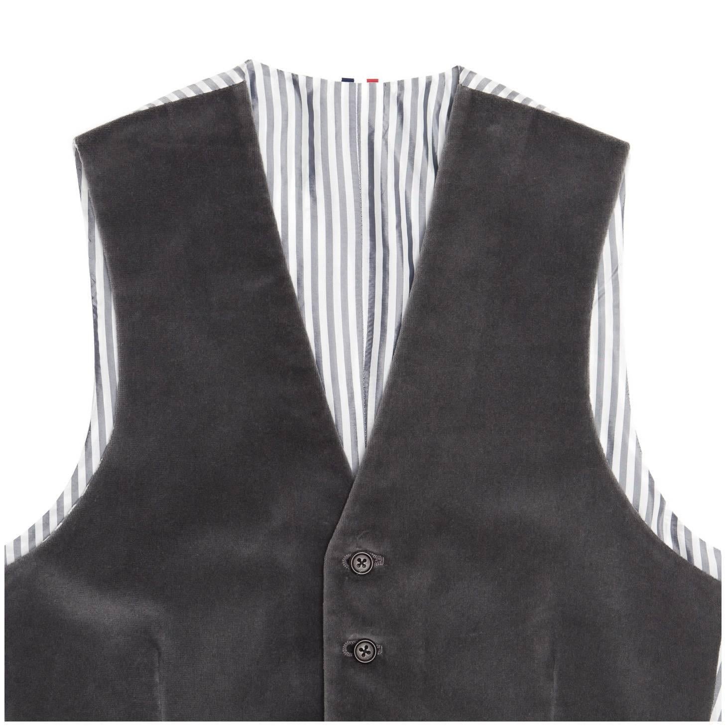 Women's Thom Browne Grey Velvet Vest For Sale