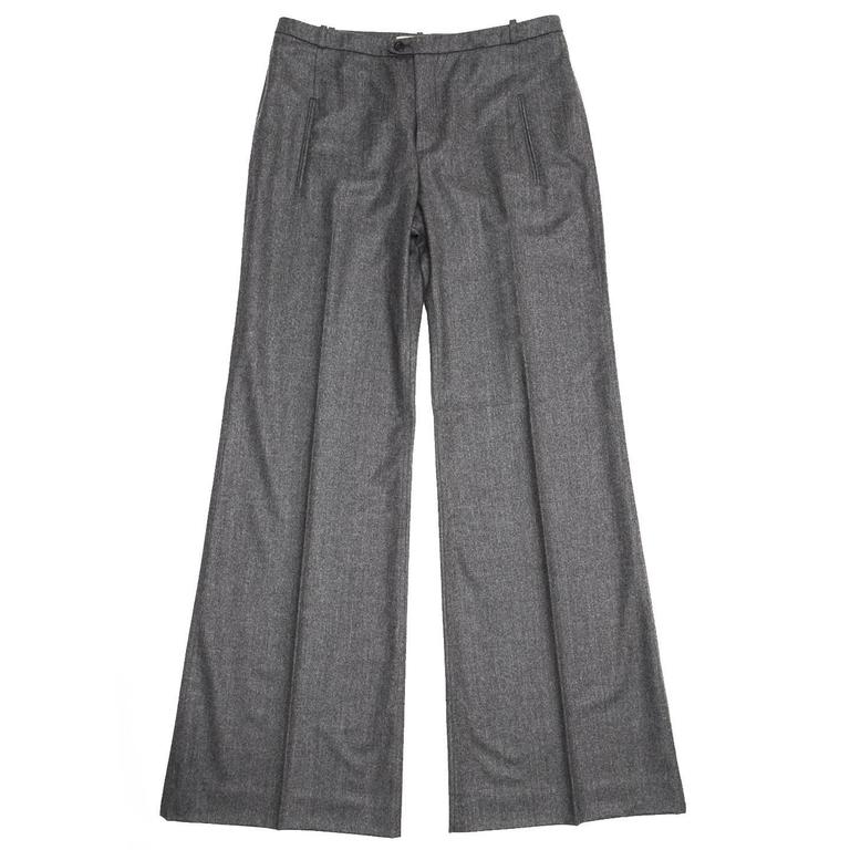 Balenciaga Grey Flannel Wide Legged Pants For Sale at 1stdibs