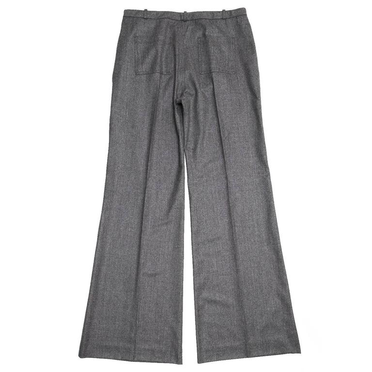 Balenciaga Grey Flannel Wide Legged Pants For Sale at 1stDibs