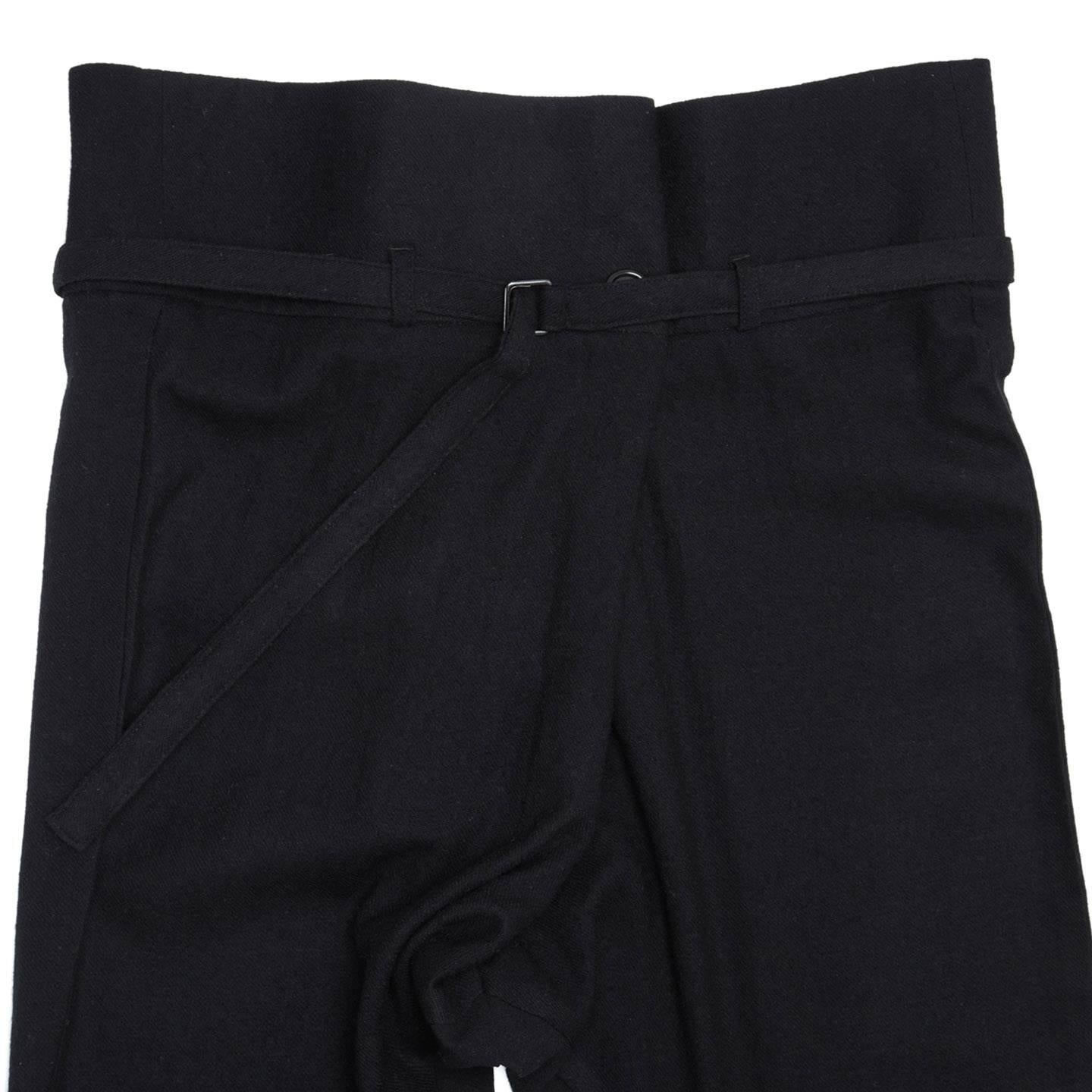 Ann Demeulemeester Black Wool Belted Pants For Sale 1