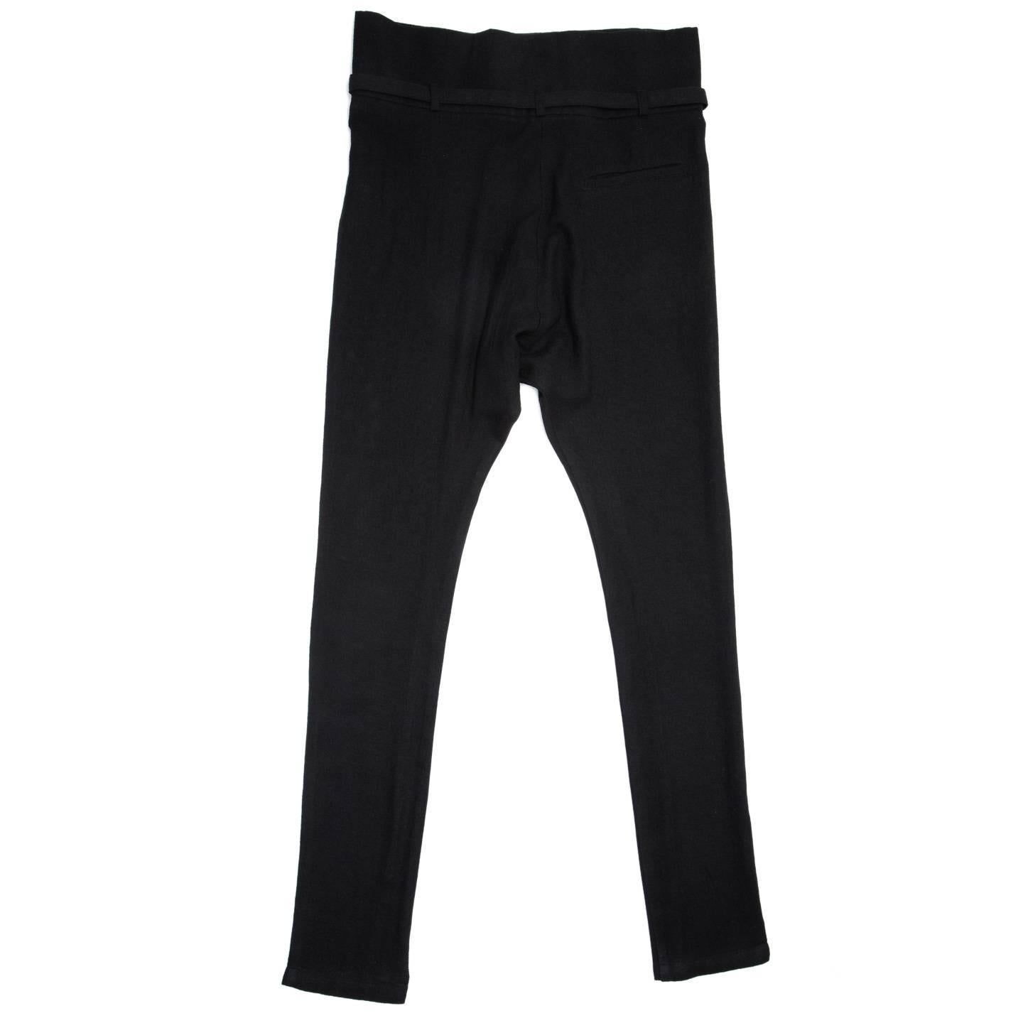 Women's Ann Demeulemeester Black Wool Belted Pants For Sale