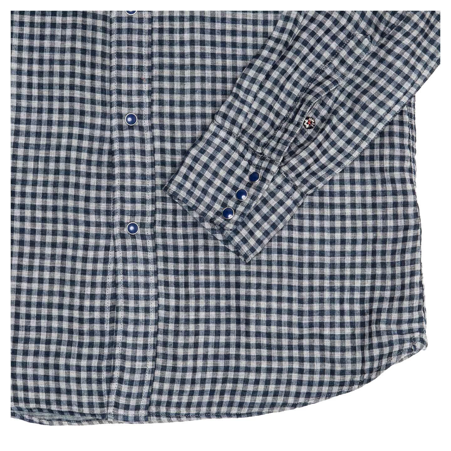45rpm Blue & Grey Checked Shirt For Man In New Condition For Sale In Brooklyn, NY