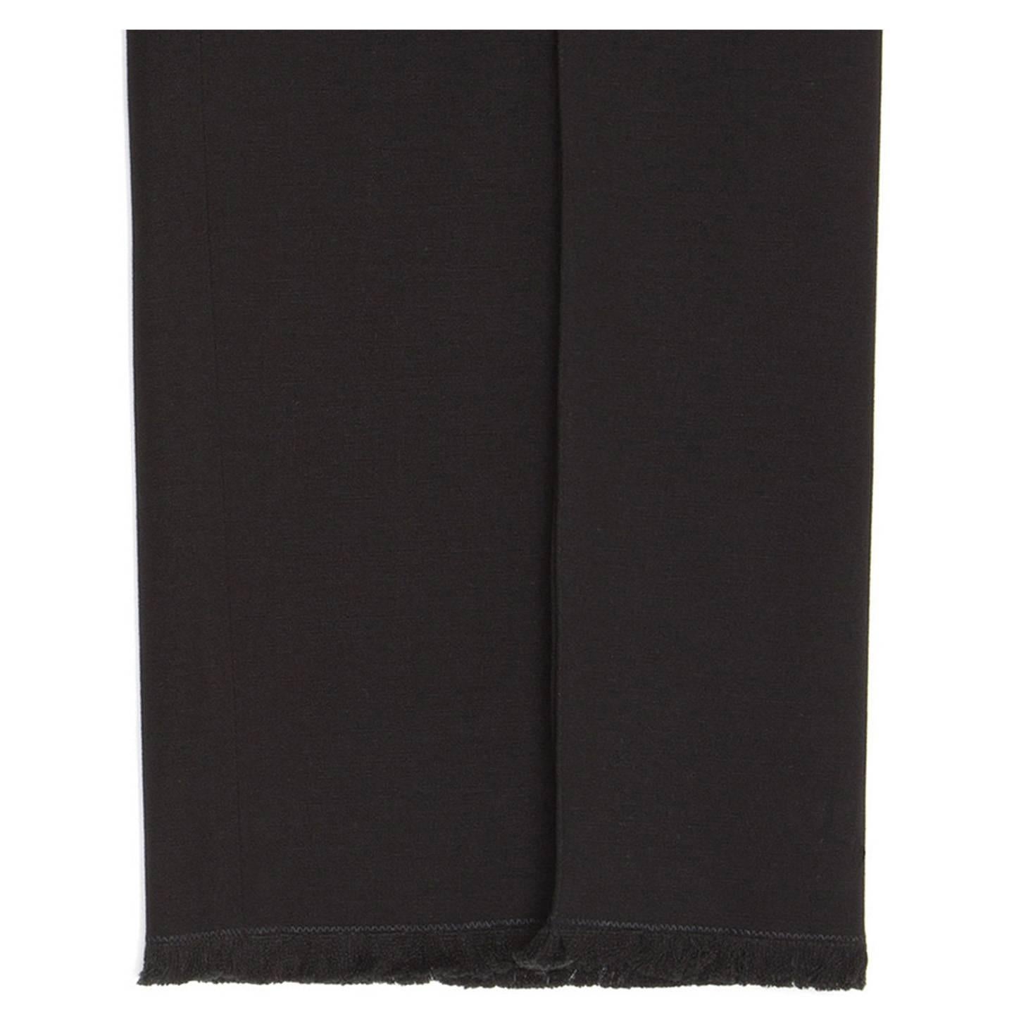 Chanel Black Cotton Cropped Pants with Frayed Hem For Sale 2
