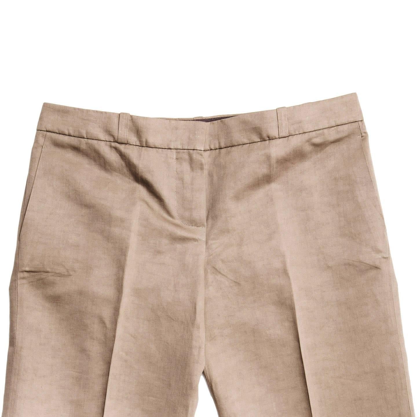 Chloe' Khaki Cotton Boot Legged Pants In New Condition For Sale In Brooklyn, NY