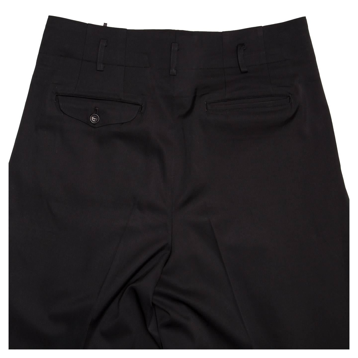 Comme des Garçons Black Pleated Wide Legged Pants For Sale 1