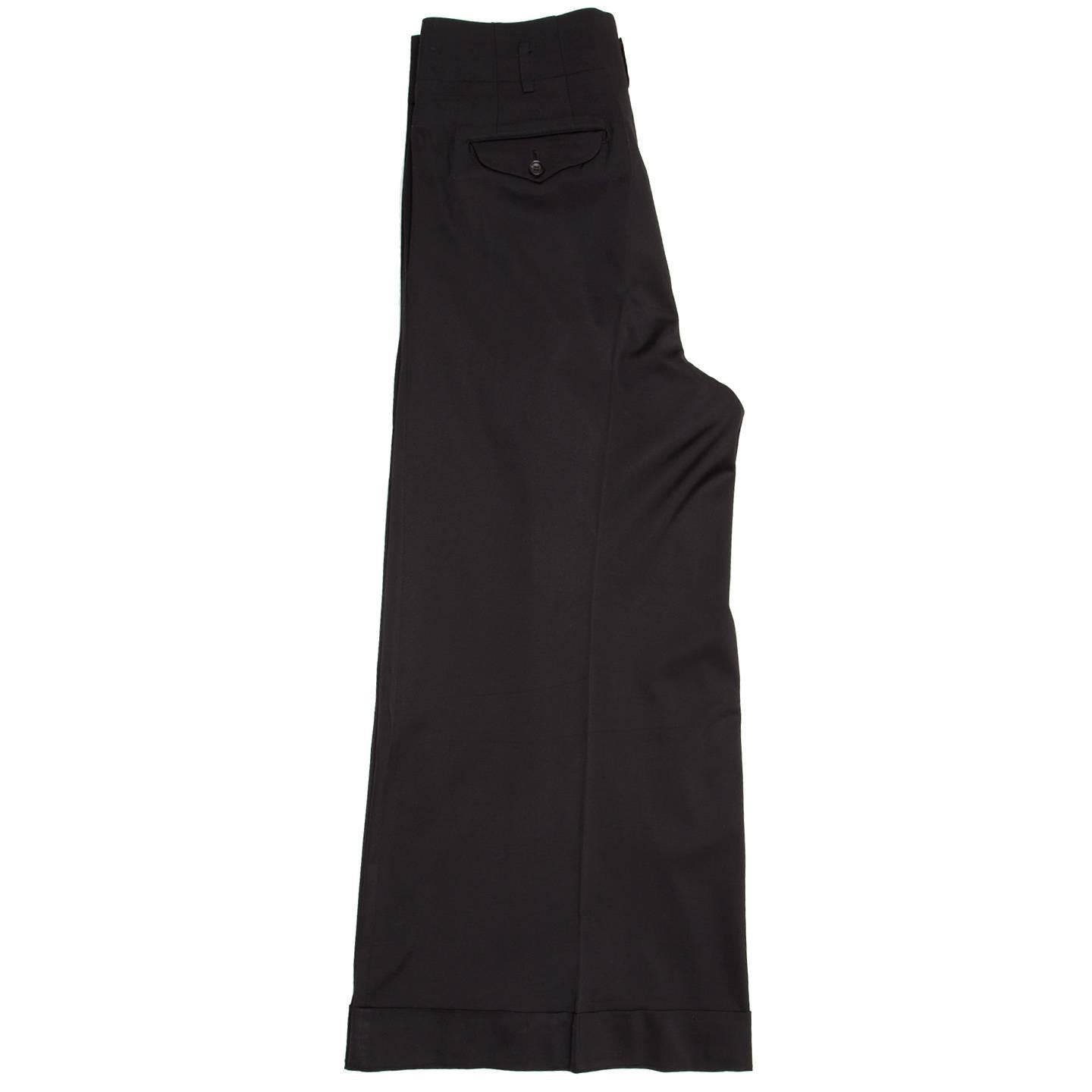 Comme des Garçons Black Pleated Wide Legged Pants In New Condition For Sale In Brooklyn, NY
