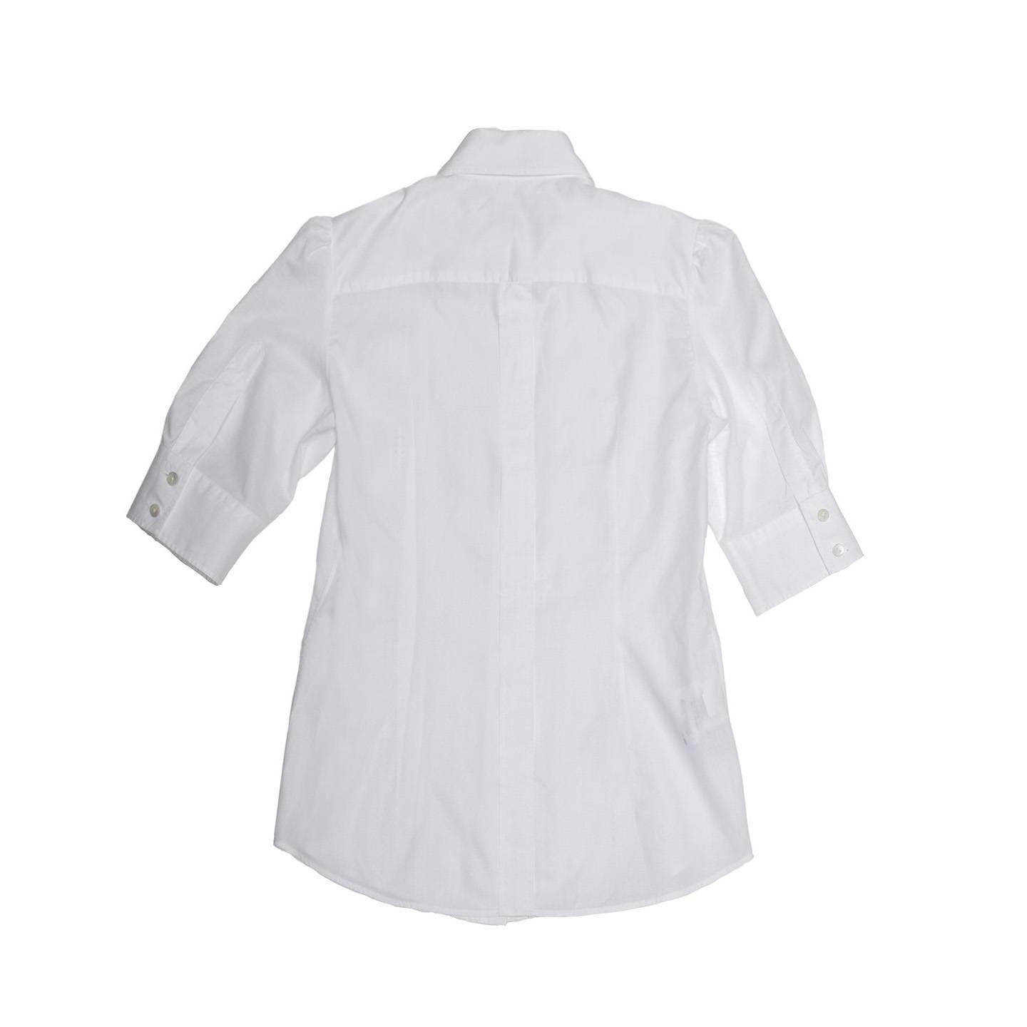 Gray Dolce & Gabbana White Cotton & Lace Shirt For Sale