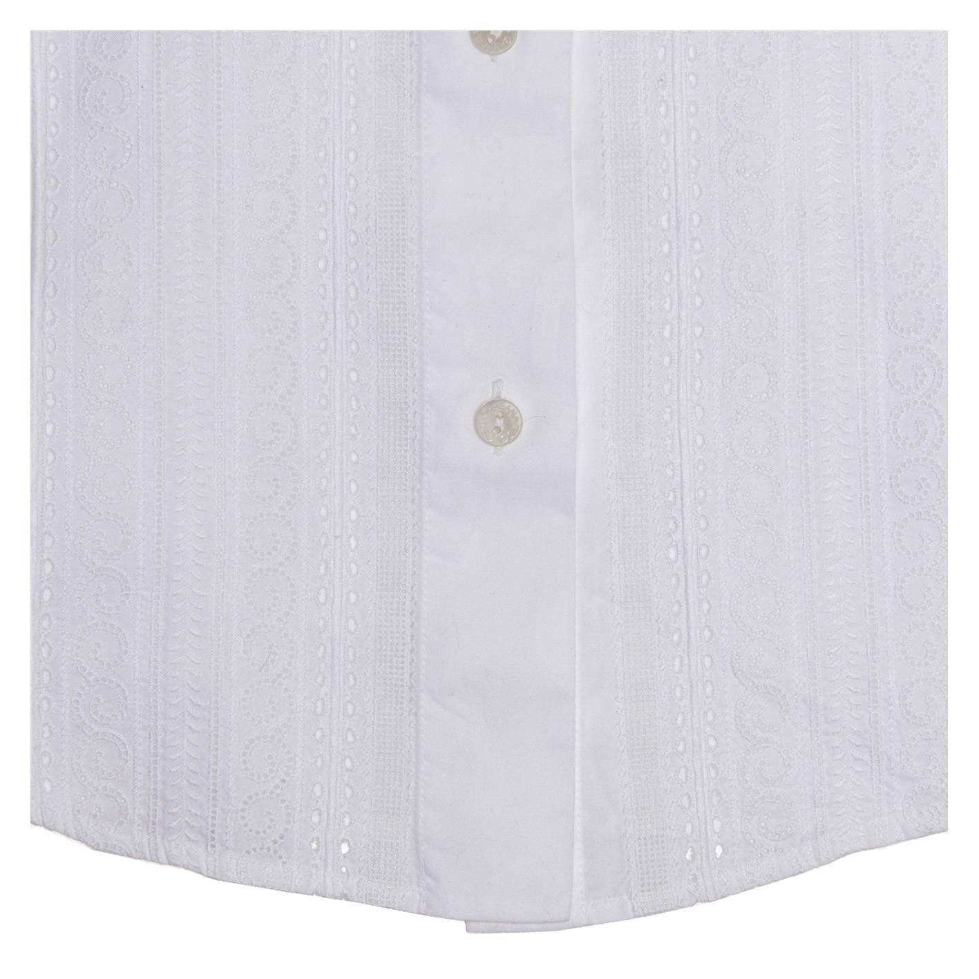 Women's Dolce & Gabbana White Cotton & Lace Shirt For Sale