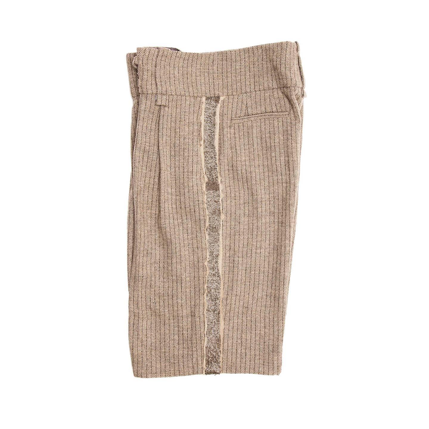 Brown Chloe' Khaki Wool & Sequins Bermuda Pants For Sale