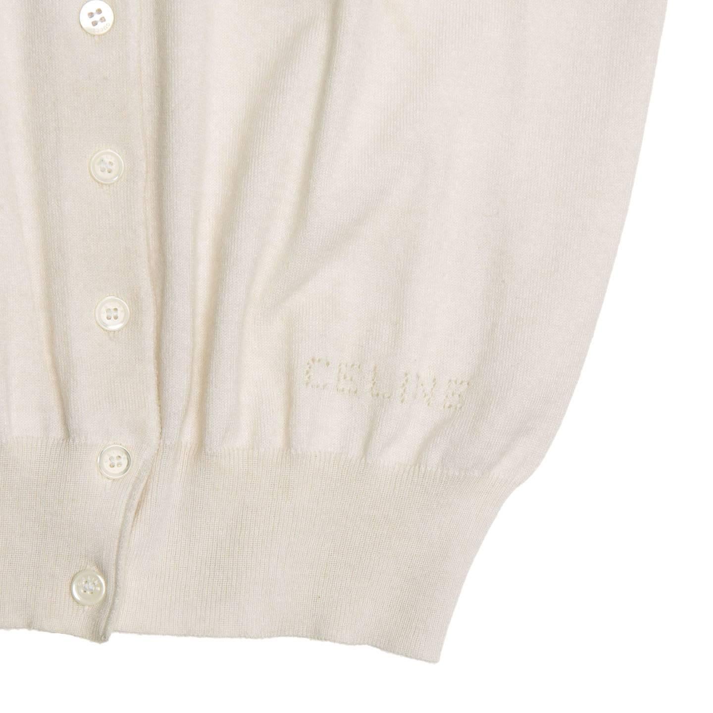 Women's Celine Ivory Cashmere Short Sleeve Cardigan For Sale
