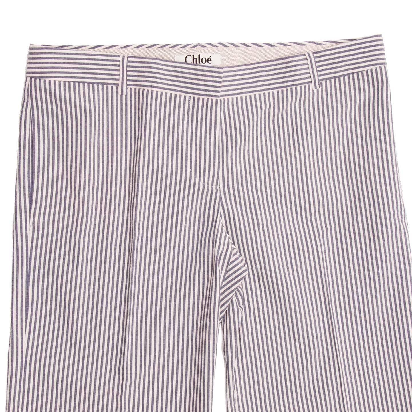 Gray Chloe' Blue & White Seersucker Pants For Sale