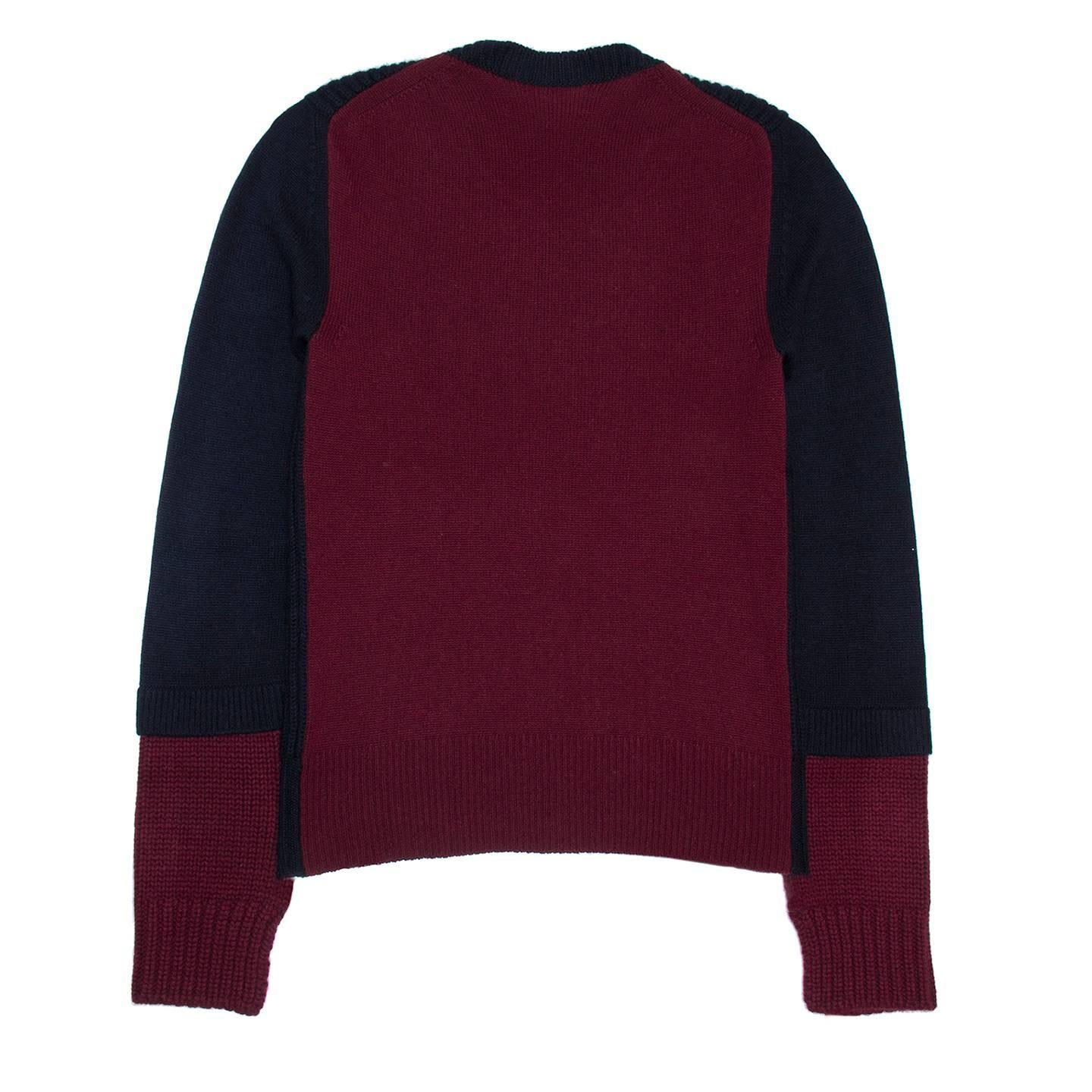 Black Celine Navy & Burgundy Sweater For Sale