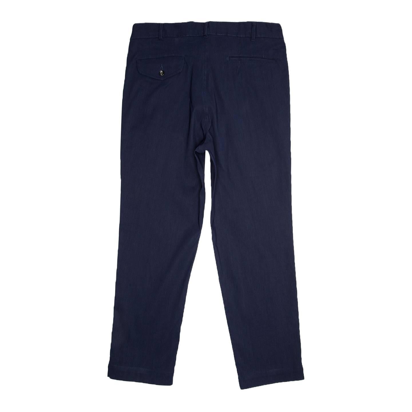Comme des Garçons Navy Stretch Capri Pants In New Condition For Sale In Brooklyn, NY