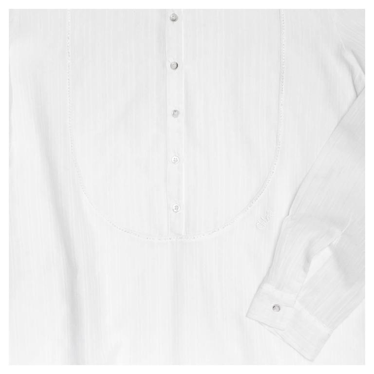 Chloe' White Stiped Jacquard Long Shirt For Sale at 1stDibs