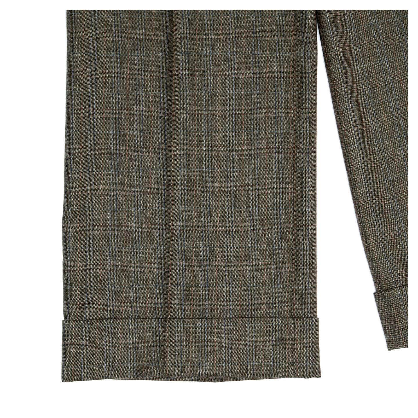 Chloe' Musk Green Wool Plaid Pants For Sale 1