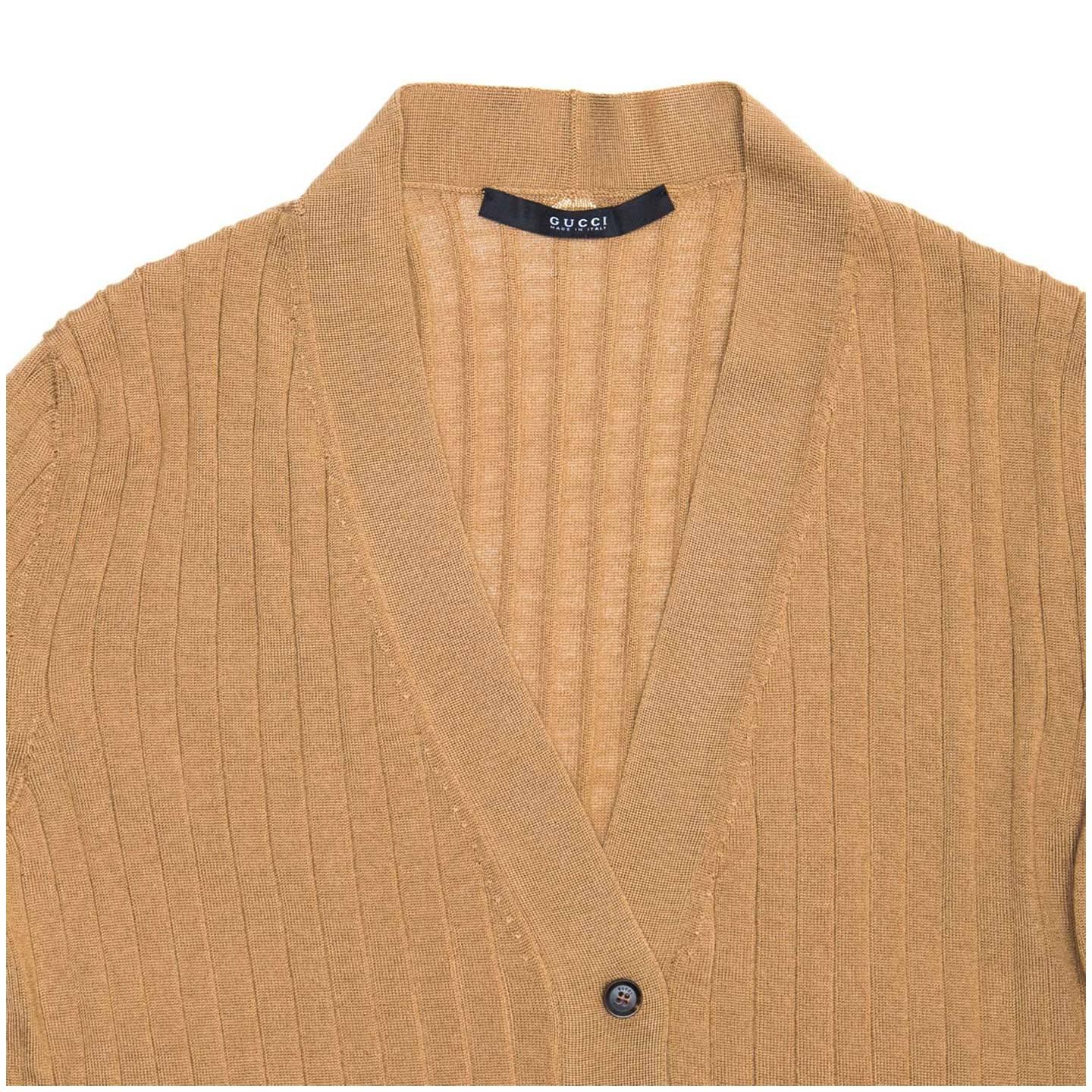 Gucci Camel Cashmere Cardigan In New Condition In Brooklyn, NY
