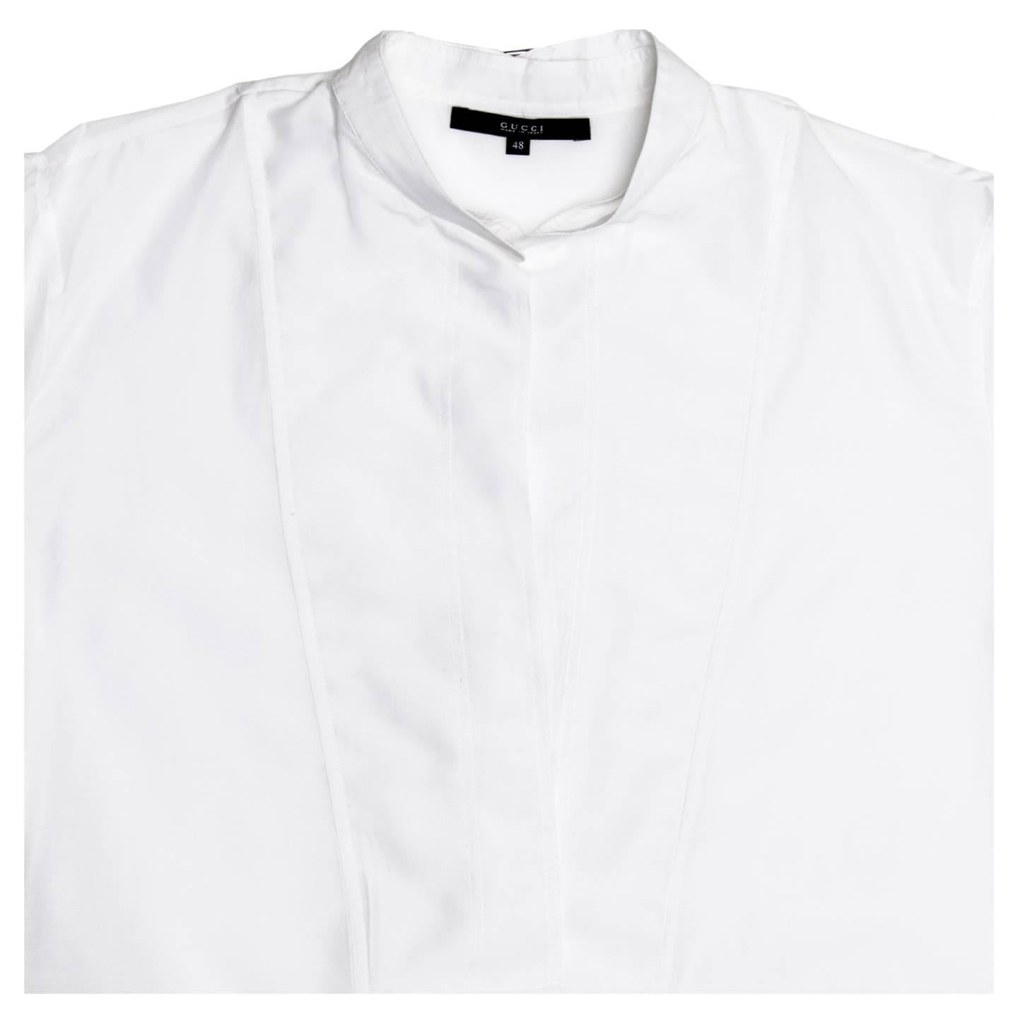 Gucci White Cotton & Silk Shirt In New Condition In Brooklyn, NY