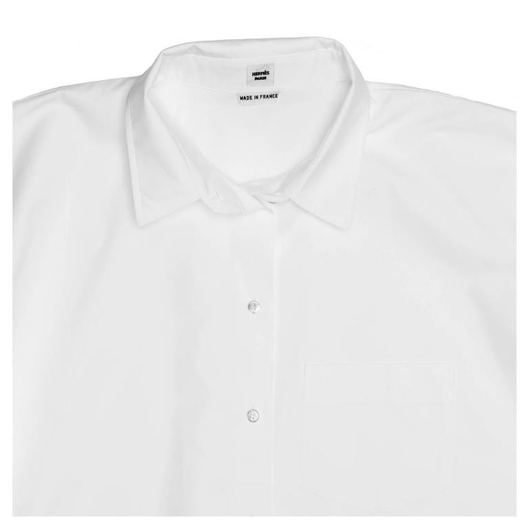 Hermès White Kimono Sleeved Shirt For Sale at 1stDibs