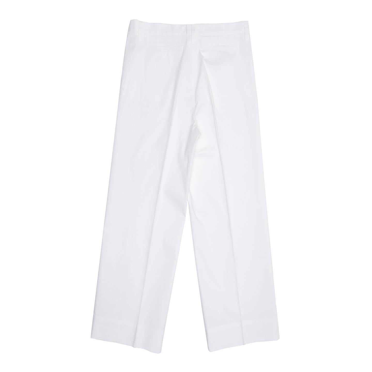 Gray Jil Sander White Cotton Cropped Pants For Sale