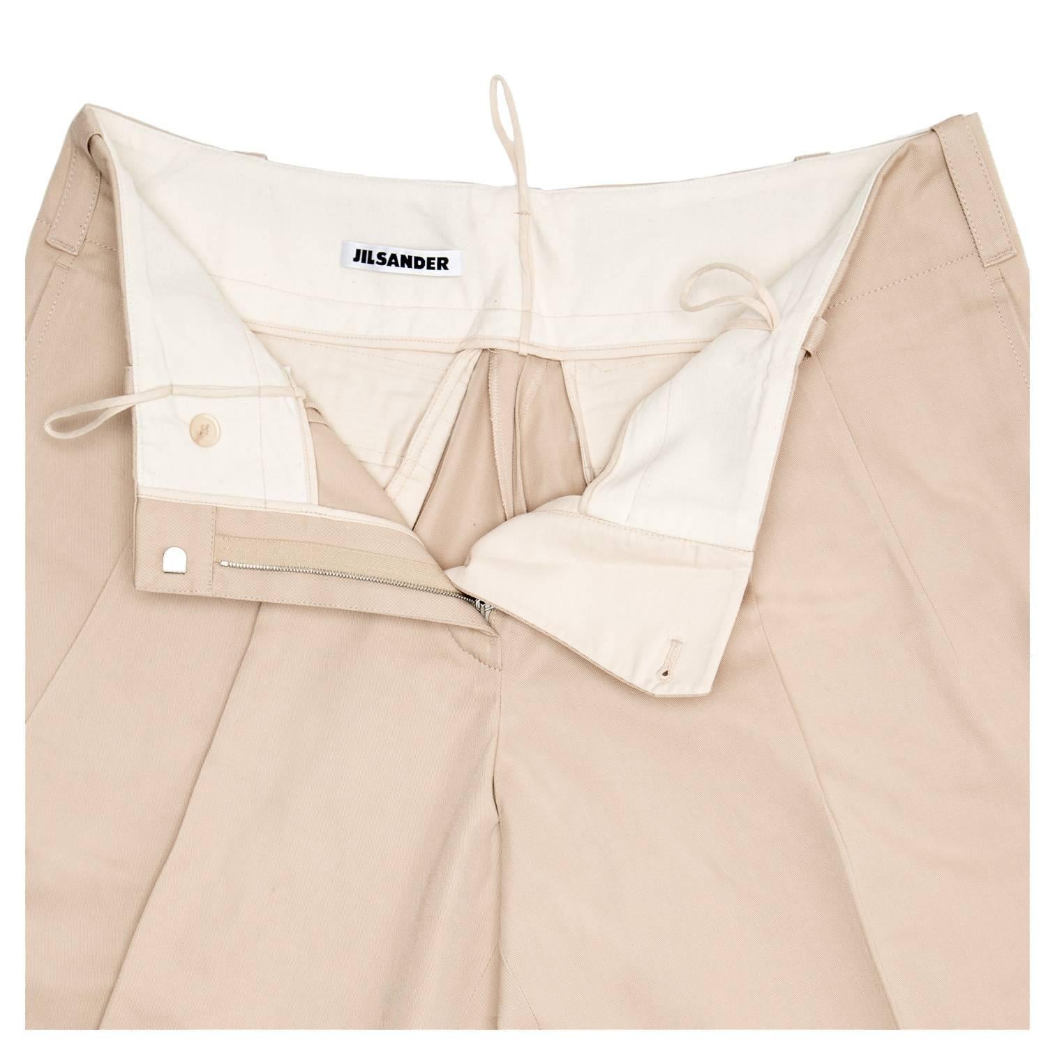 Jil Sander Khaki Heavy Cotton Pants In New Condition For Sale In Brooklyn, NY