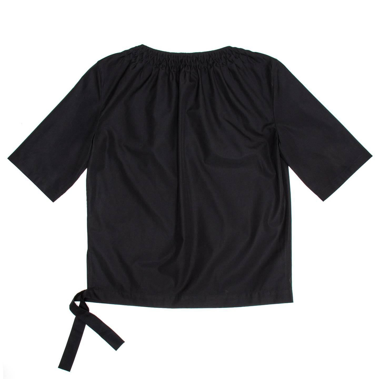 Jil Sander Black Cotton Top In Excellent Condition For Sale In Brooklyn, NY