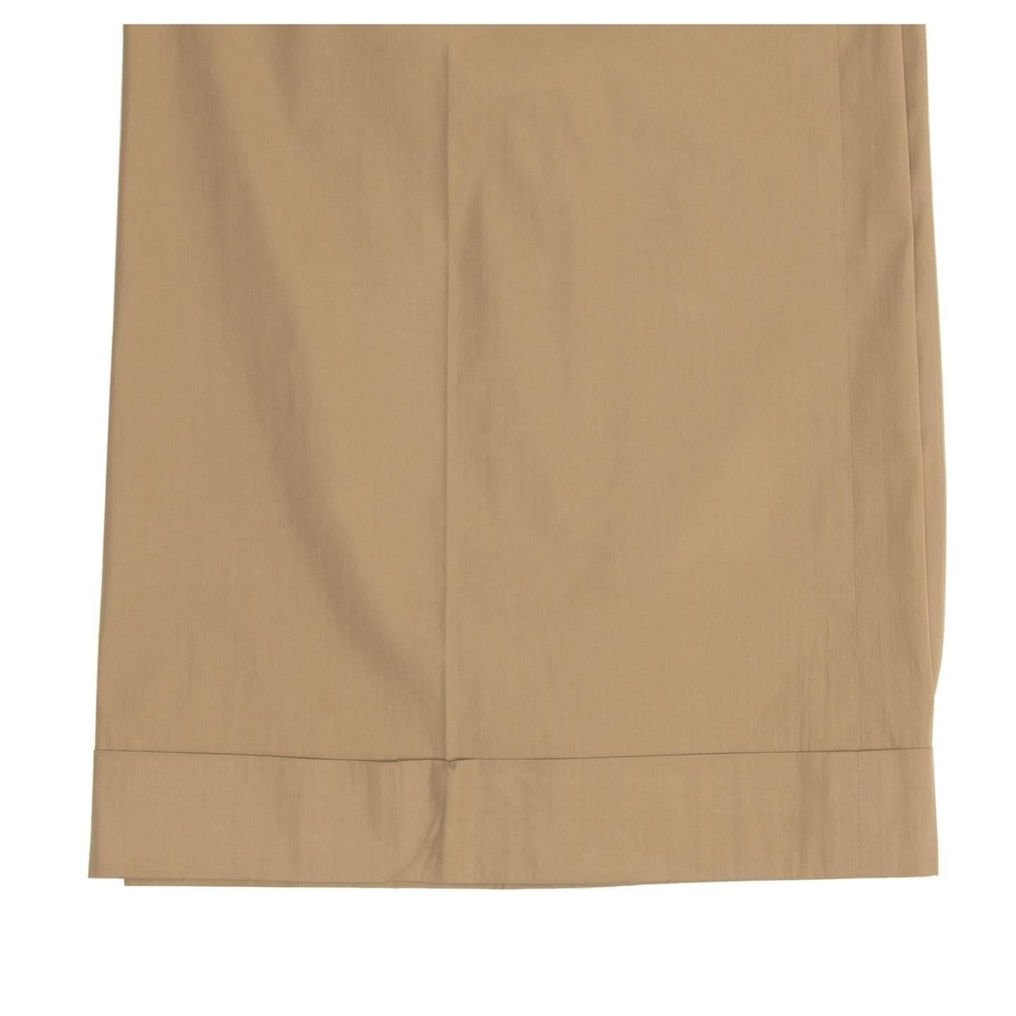 Jil Sander Khaki Cotton Wide Pants For Sale 1