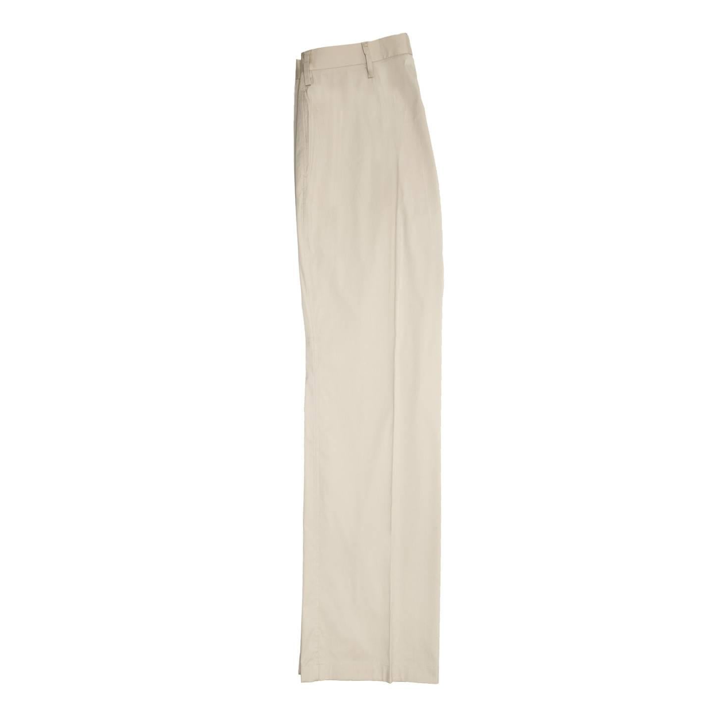 Jil Sander Khaki Cotton Stretch Pants In Excellent Condition In Brooklyn, NY